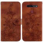 For LG K41S / K51S Lily Embossed Leather Phone Case(Brown)