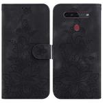For LG K41S / K51S Lily Embossed Leather Phone Case(Black)