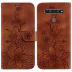 For LG K61 Lily Embossed Leather Phone Case(Brown)