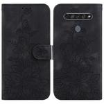 For LG K61 Lily Embossed Leather Phone Case(Black)
