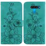 For LG K50 / Q60 Lily Embossed Leather Phone Case(Green)