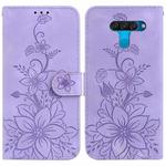 For LG K50 / Q60 Lily Embossed Leather Phone Case(Purple)