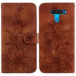 For LG K50 / Q60 Lily Embossed Leather Phone Case(Brown)