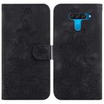 For LG K50 / Q60 Lily Embossed Leather Phone Case(Black)