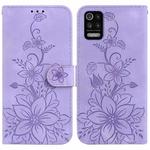 For LG K52 / K62 / Q52 Lily Embossed Leather Phone Case(Purple)