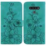 For LG Stylo 6 / K71 Lily Embossed Leather Phone Case(Green)