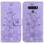 For LG Stylo 6 / K71 Lily Embossed Leather Phone Case(Purple)
