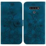 For LG Stylo 6 / K71 Lily Embossed Leather Phone Case(Dark Blue)