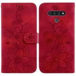 For LG Stylo 6 / K71 Lily Embossed Leather Phone Case(Red)