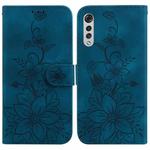 For LG Velvet 4G / 5G / G9 Lily Embossed Leather Phone Case(Dark Blue)