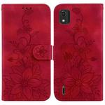 For Nokia C2 2nd Edition Lily Embossed Leather Phone Case(Red)