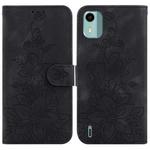 For Nokia C12 Lily Embossed Leather Phone Case(Black)