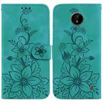For Nokia C20 / C10 Lily Embossed Leather Phone Case(Green)