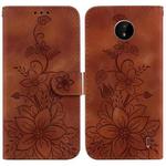 For Nokia C20 / C10 Lily Embossed Leather Phone Case(Brown)