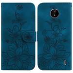 For Nokia C20 / C10 Lily Embossed Leather Phone Case(Dark Blue)