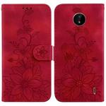 For Nokia C20 / C10 Lily Embossed Leather Phone Case(Red)