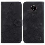 For Nokia C20 / C10 Lily Embossed Leather Phone Case(Black)