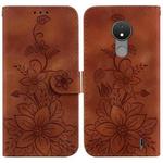 For Nokia C21 Lily Embossed Leather Phone Case(Brown)