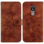 For Nokia C21 Lily Embossed Leather Phone Case(Dark Blue)