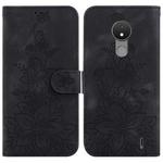 For Nokia C21 Lily Embossed Leather Phone Case(Black)