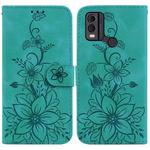 For Nokia C22 Lily Embossed Leather Phone Case(Green)