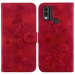 For Nokia C22 Lily Embossed Leather Phone Case(Red)