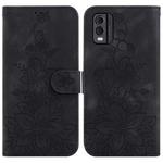 For Nokia C22 Lily Embossed Leather Phone Case(Black)