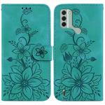 For Nokia C31 Lily Embossed Leather Phone Case(Green)
