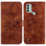 For Nokia C31 Lily Embossed Leather Phone Case(Brown)