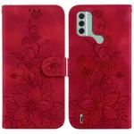 For Nokia C31 Lily Embossed Leather Phone Case(Red)