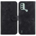For Nokia C31 Lily Embossed Leather Phone Case(Black)