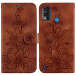 For Nokia G11 Plus Lily Embossed Leather Phone Case(Brown)
