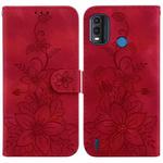 For Nokia G11 Plus Lily Embossed Leather Phone Case(Red)