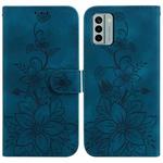 For Nokia G22 Lily Embossed Leather Phone Case(Dark Blue)