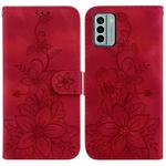 For Nokia G22 Lily Embossed Leather Phone Case(Red)