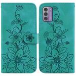 For Nokia G42 Lily Embossed Leather Phone Case(Green)