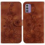 For Nokia G42 Lily Embossed Leather Phone Case(Brown)