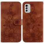For Nokia G60 Lily Embossed Leather Phone Case(Brown)