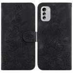 For Nokia G60 Lily Embossed Leather Phone Case(Black)