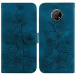 For Nokia G300 Lily Embossed Leather Phone Case(Dark Blue)