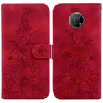 For Nokia G300 Lily Embossed Leather Phone Case(Red)