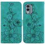 For Nokia X30 Lily Embossed Leather Phone Case(Green)