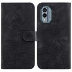 For Nokia X30 Lily Embossed Leather Phone Case(Black)