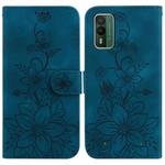 For Nokia XR21 Lily Embossed Leather Phone Case(Dark Blue)
