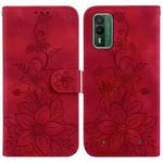 For Nokia XR21 Lily Embossed Leather Phone Case(Red)