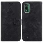 For Nokia XR21 Lily Embossed Leather Phone Case(Black)