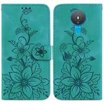 For Nokia 1.4 Lily Embossed Leather Phone Case(Green)