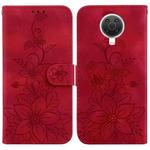 For Nokia G10 / G20 Lily Embossed Leather Phone Case(Red)