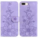 For iPhone 8 Plus / 7 Plus Lily Embossed Leather Phone Case(Purple)