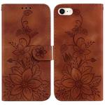 For iPhone SE 2022 / SE 2020 / 8 Lily Embossed Leather Phone Case(Brown)